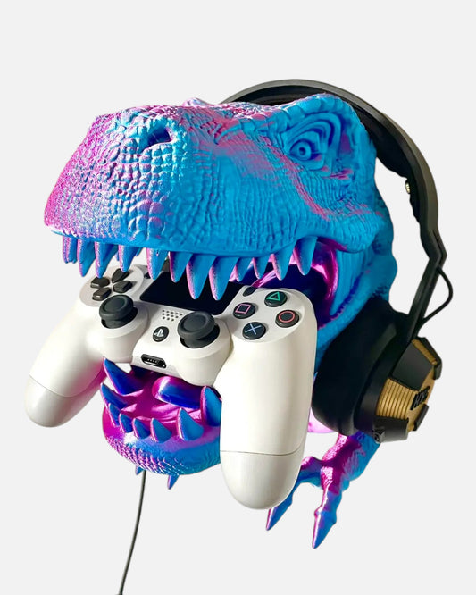 T-Rex Dinosaur Head Wall-Mounted Headphone & Controller Stand